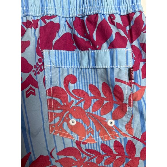 Tommy Bahama Lined Swim Trunks Size XL New  Blue Red Floral Stripe Pockets Beach - Picture 5 of 9